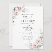 Blush Roze Rozen Trouwceremonie Uitnodiging (Voorkant)