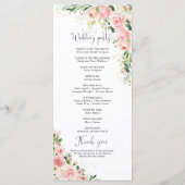 Blush Roze Rozen Trouwprogramma Programmakaart (Achterkant)