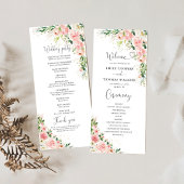 Blush Roze Rozen Trouwprogramma Programmakaart