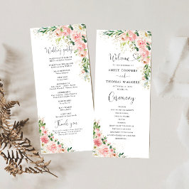 Blush Roze Rozen Trouwprogramma Programmakaart