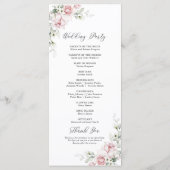 Blush Roze Rozen Trouwprogramma Programmakaart (Achterkant)
