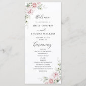 Blush Roze Rozen Trouwprogramma Programmakaart (Voorkant)