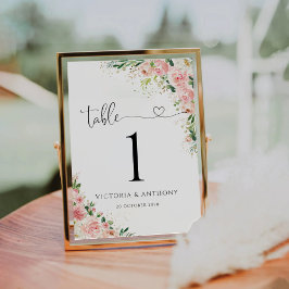 Blush Roze Rozen Trouwtafel Nummers Kaart