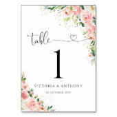 Blush Roze Rozen Trouwtafel Nummers Kaart (Achterkant)