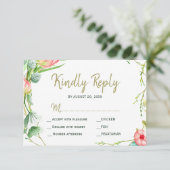 Blush roze rozen tuin bruiloft moderne RSVP (Staand voorkant)