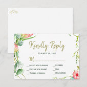 Blush roze rozen tuin bruiloft moderne RSVP (Voorkant / Achterkant)