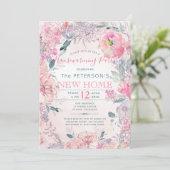 Blush roze rozen tuinbouwpartij kaart (Staand voorkant)