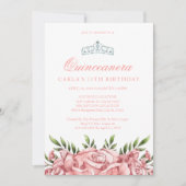 Blush roze rozen | Uitnodigingen voor Quinceanera (Voorkant)