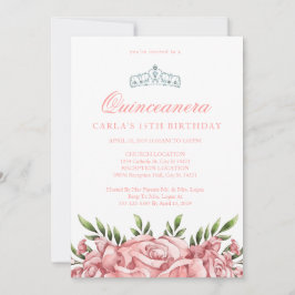 Blush roze rozen | Uitnodigingen voor Quinceanera