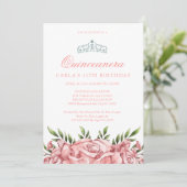 Blush roze rozen | Uitnodigingen voor Quinceanera (Staand voorkant)