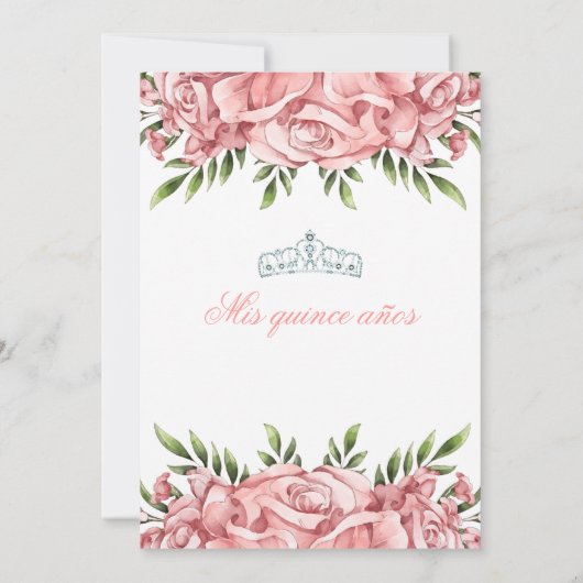 Blush roze rozen | Uitnodigingen voor Quinceanera (Achterkant)