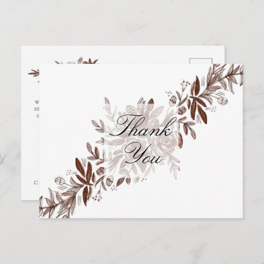 Blush roze rozen vegen dank u kaart (Voorkant / Achterkant)