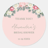 Blush roze Rozen Vrijgezellenfeest Dank u Ronde Sticker (Voorkant)