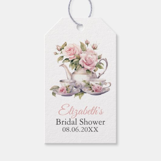 Blush Roze Rozen Vrijgezellenfeest Thee Brunch Gif Cadeaulabel (Voorkant)