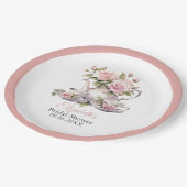 Blush Roze Rozen Vrijgezellenfeest Thee Brunch Papieren Bordje (Gekanteld)