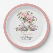 Blush Roze Rozen Vrijgezellenfeest Thee Brunch Papieren Bordje (Voorkant)