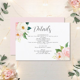 Blush Roze Rozen Waterverf Bruiloft Details Informatiekaartje
