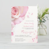 Blush roze rozen Waterverf Elegant Wedding Kaart (Staand voorkant)