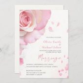 Blush roze rozen Waterverf Elegant Wedding Kaart (Voorkant / Achterkant)