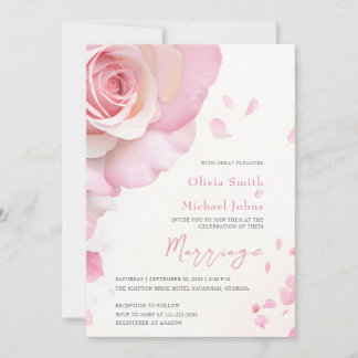 Blush roze rozen Waterverf Elegant Wedding Kaart