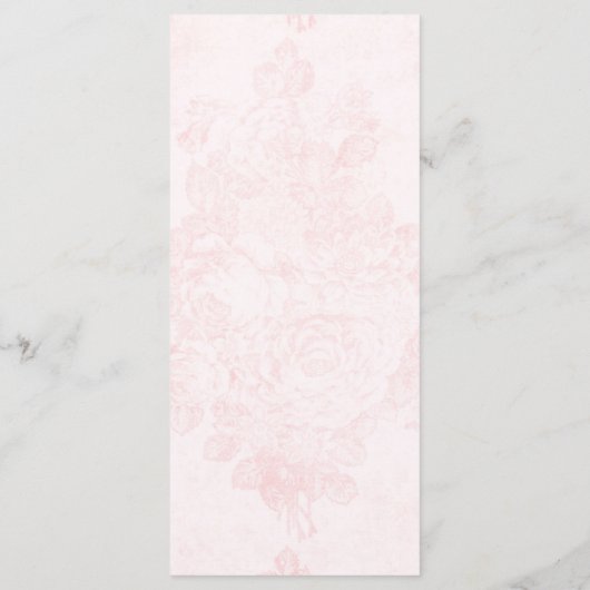 Blush Roze  Rozen Wedding Menu Kaart (Achterkant)