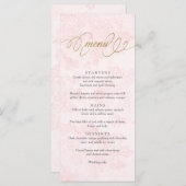 Blush Roze  Rozen Wedding Menu Kaart (Voorkant / Achterkant)