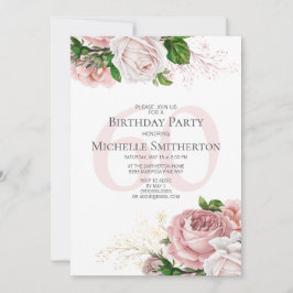 Blush Roze Rozen White 60th Birthday Kaart
