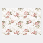 Blush roze rozen / wit, salie, oud Roos achtergron Inpakpapier Vel (Voorkant 3)