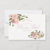 Blush roze rozen worden mijn Bloemenmeisje Kaart (Voorkant)