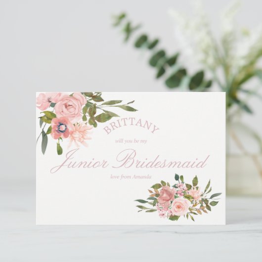 Blush roze rozen zullen je mijn jeneverbes zijn. kaart (Staand voorkant)