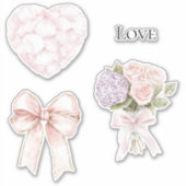 Blush roze rozenblaadjes hart sticker (Voorkant)