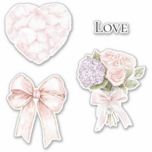 Blush roze rozenblaadjes hart sticker