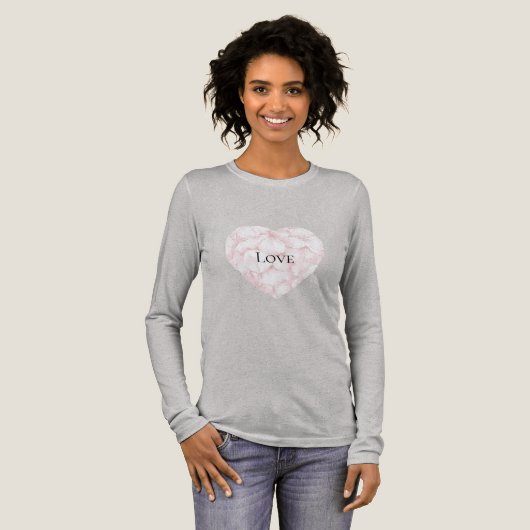 Blush roze rozenblaadjes hart Tri-Blend shirt (Voorkant)