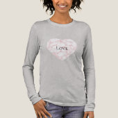 Blush roze rozenblaadjes hart Tri-Blend shirt (Voorkant)