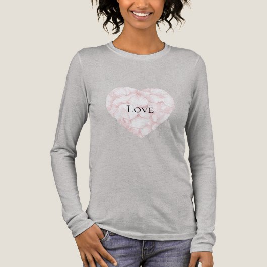 Blush roze rozenblaadjes hart Tri-Blend shirt (Voorkant)