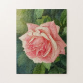 Blush roze rozenbloem kunst stijl puzzel (Verticaal)