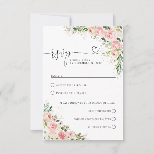 Blush roze RSVP Kaart (Voorkant)