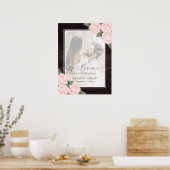 Blush Roze Rustic Wood Floral Foto Welkom Poster (Keuken)