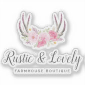 Blush Roze Rustieke Bloemengewei Boutique Logo Sticker (Voorkant)