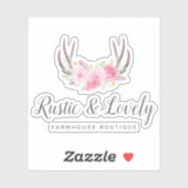 Blush Roze Rustieke Bloemengewei Boutique Logo Sticker (Vel)