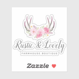 Blush Roze Rustieke Bloemengewei Boutique Logo Sticker