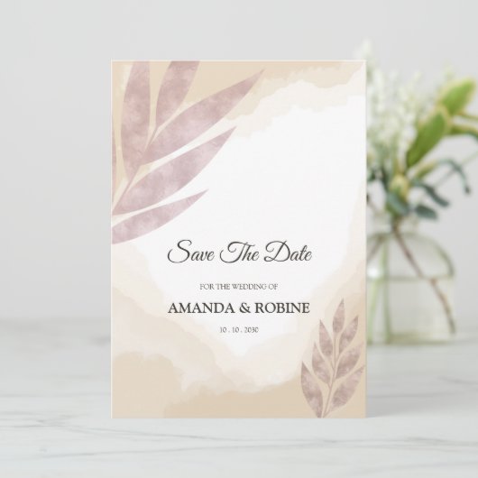 Blush roze rustieke bruiloft uitnodiging (Staand voorkant)