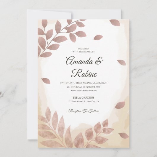 Blush roze rustieke bruiloft uitnodiging (Achterkant)