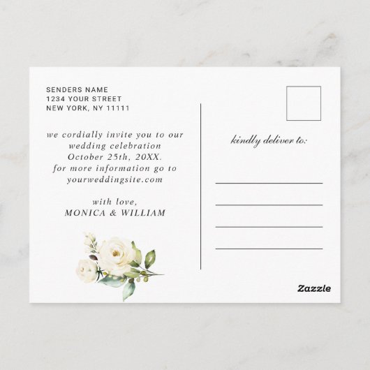 Blush Roze Rustieke Houten FOTO Huwelijk Save the  Briefkaart (Achterkant)