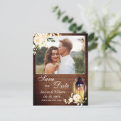 Blush Roze Rustieke Houten FOTO Huwelijk Save the  Briefkaart (Staand voorkant)