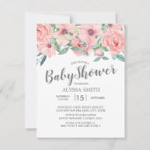 Blush Roze Sage Green Floral Baby shower Kaart (Voorkant)