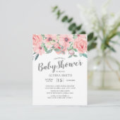 Blush Roze Sage Green Floral Baby shower Kaart (Staand voorkant)