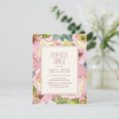 Blush Roze Sage Green Wedding Rehearsal Dinner Kaart (Staand voorkant)