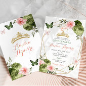 Blush Roze Sage Groen Geometrisch Bloemen Quinceañ Kaart