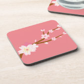 Blush roze Sakura CHerry Blossom Japans Bier Onderzetter (Linkerzijde)
